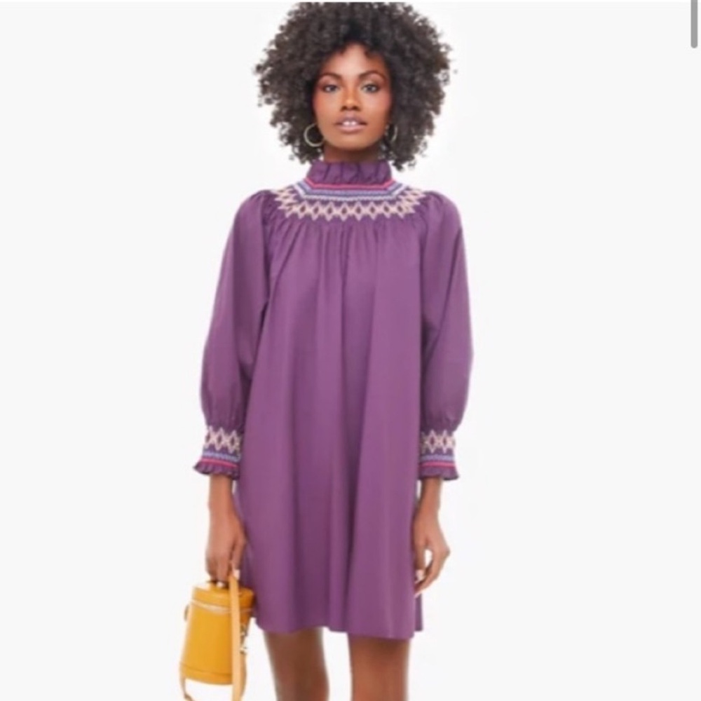 Pomander Place Purple Embroidered Mini Dress